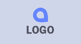 Blue and gray abstract logo design on a light background.